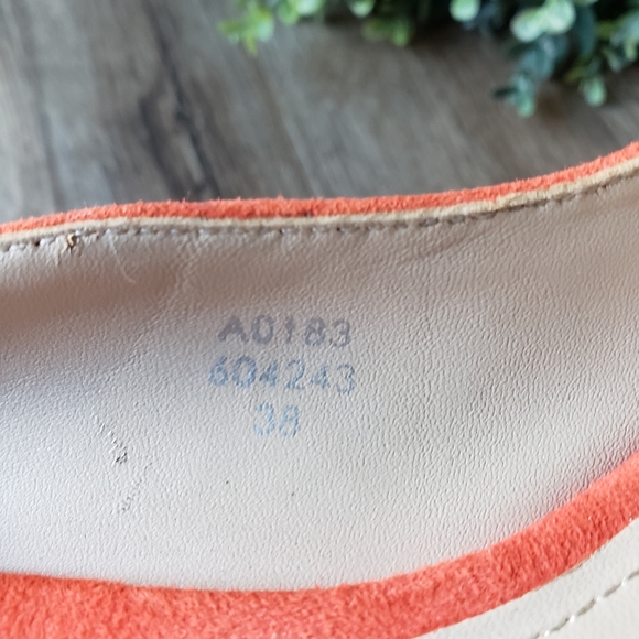 Boden Red Orange Suede Real Leather Wave Heels Women's EU 38 US 7 - Picture 9 of 9